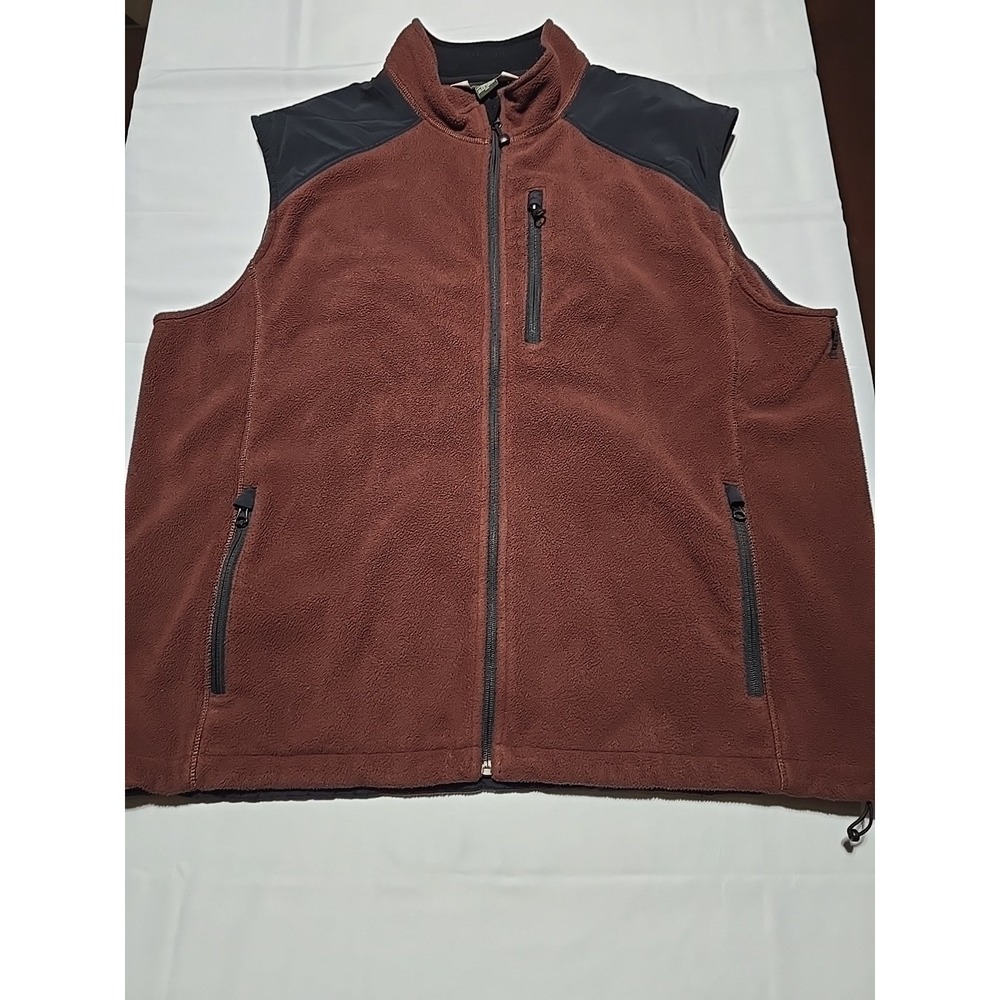 Eddie Bauer‎ Vest Mens XL Brown Micro Fleece Full Zip Outdoor Preppy